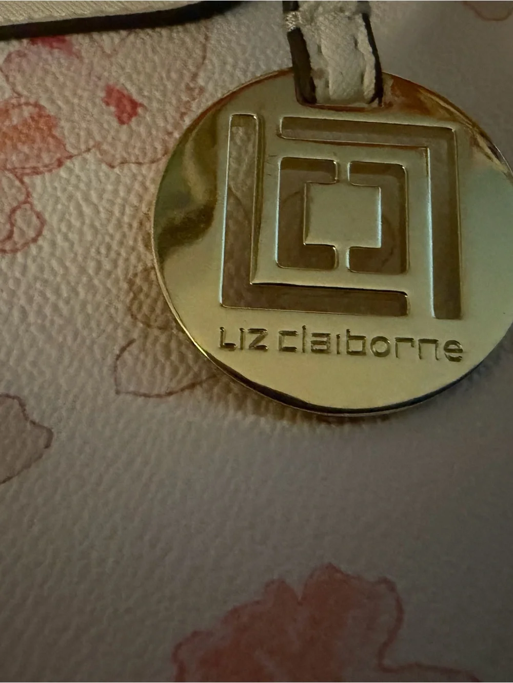 Liz Claiborne Cream Satchel with Pink Floral Print